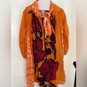 Linen Dress Orange by Yvonne S